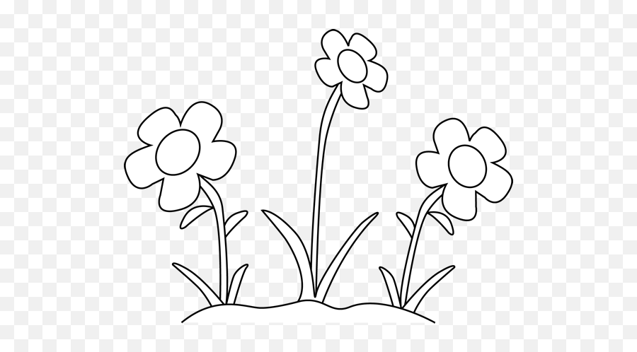 White Flower Garden Clip Art Black - Garden Clipart Black And White Png Emoji,Garden Clipart