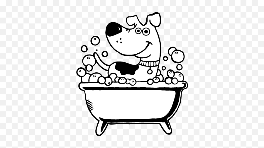 Dog Wash Pet Food Warehouse - Pup In The Tub Black And White Clipart Emoji,Quiet Time Clipart