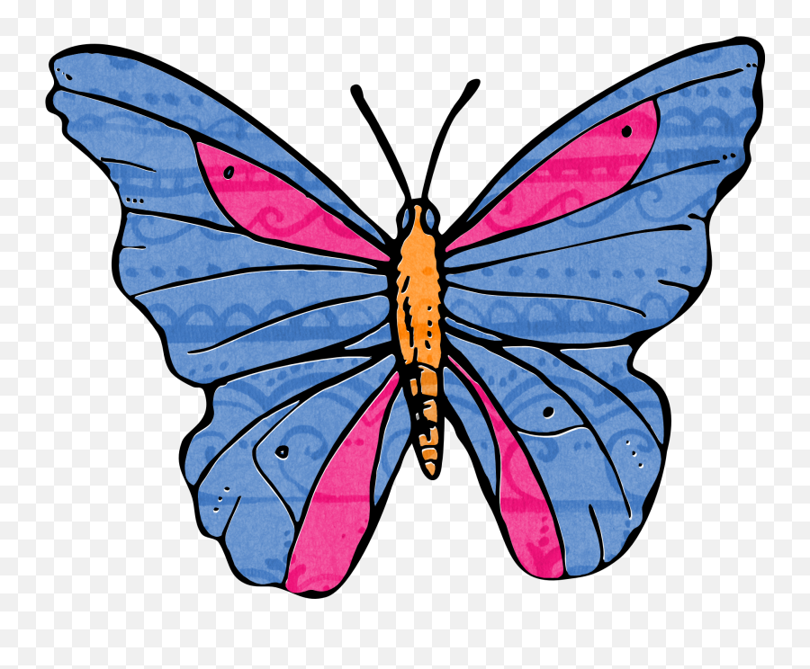 Blue Butterfly With Pink Spots Free Image Download Emoji,Spots Png