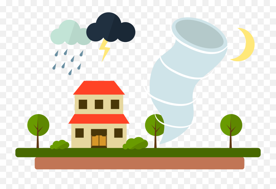 Wet Season Rain Clip Art Severe Conditions - Tornado Rain Houses In Rainy Weather Clipart Emoji,Windy Clipart