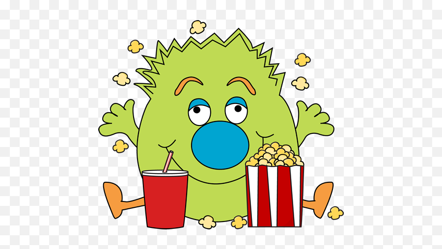 Kid Eating Popcorn Clipart - Monster Eating Popcorn Clipart Emoji,Popcorn Clipart