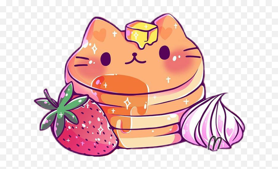 Pancake Cat Cartoon Transparent Png - Pancakes Kawaii Png Emoji,Pancake Clipart