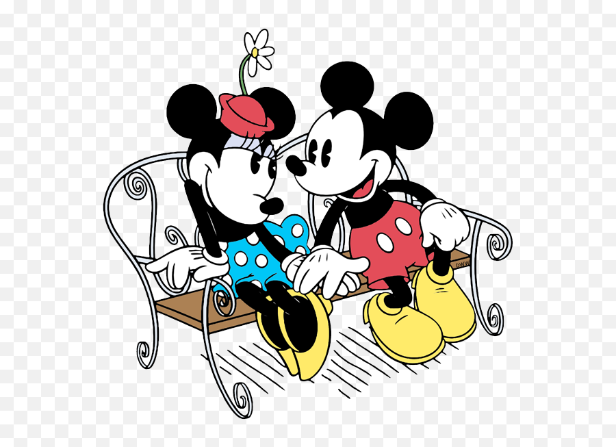 Mickey Minnie On Park Bench - Mickey Mouse Minnie Mouse On Bench Emoji,Minnie Png