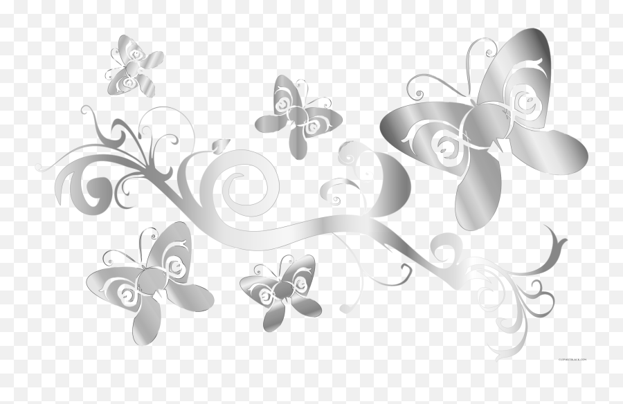 Flourish Clipart Butterfly Flourish Butterfly Transparent - Decorative Emoji,Butterfly Clipart Black And White