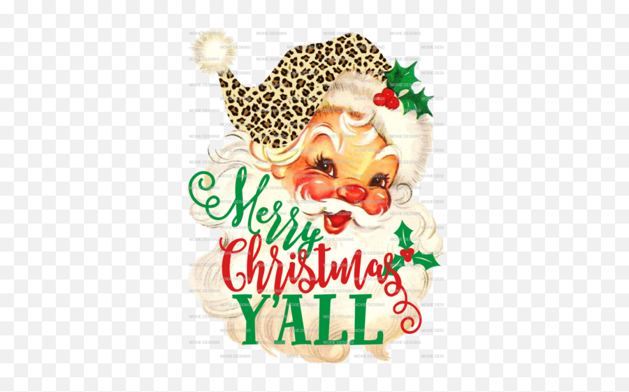 Merry Christmas Leopard Retro Santa Emoji,Vintage Merry Christmas Clipart