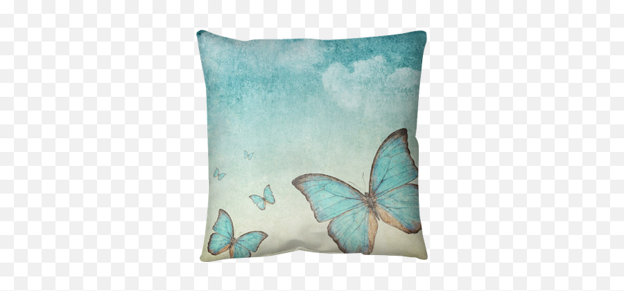 Vintage Background With A Blue Butterfly Throw Pillow Emoji,Blue Butterfly Png