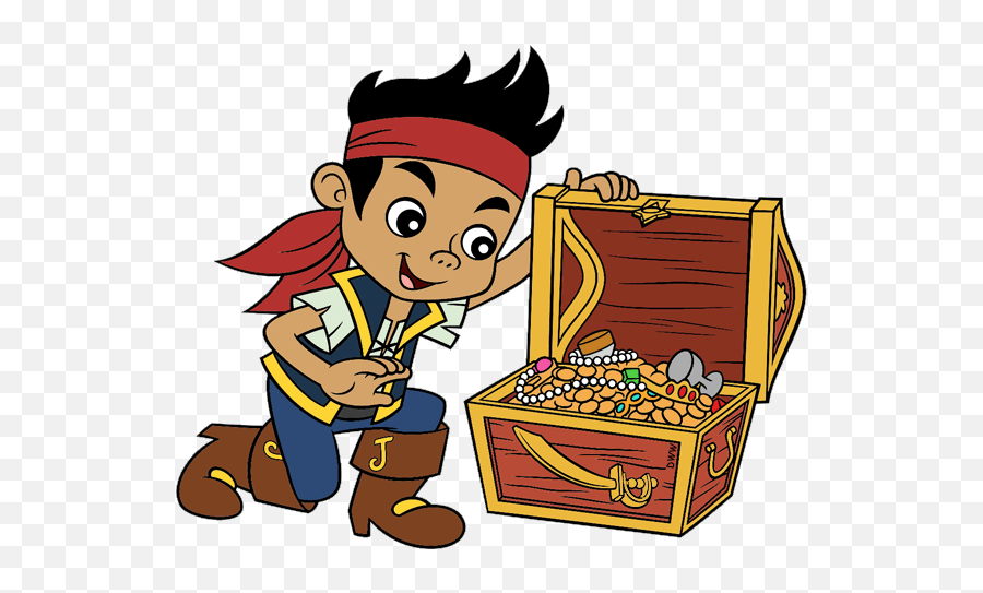 Jake And The Neverland Pirates Clip Art - Pirate With Treasure Chest Clipart Emoji,Treasure Chest Clipart