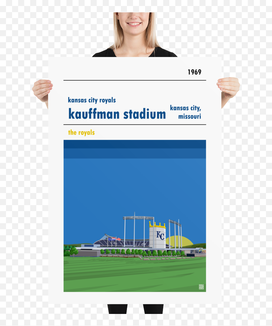 Retro Look Kauffman Stadium Sunset Kansas City Royals Print - Poster Emoji,Kansas City Royals Logo