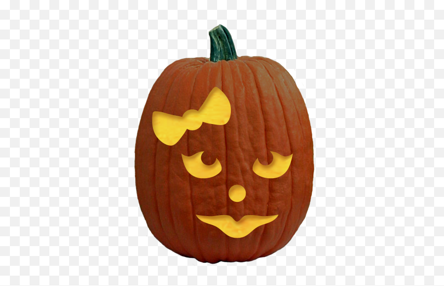 Download Pumpkin Carving Patterns - Easy Girl Pumpkin Carved Girl Pumpkin Faces Emoji,Pumpkin Outline Png