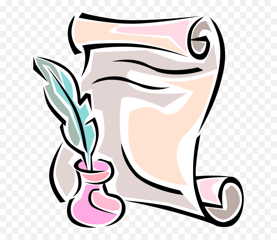 Quill Clipart - Parchment And Quill Vector Emoji,Parchment Png