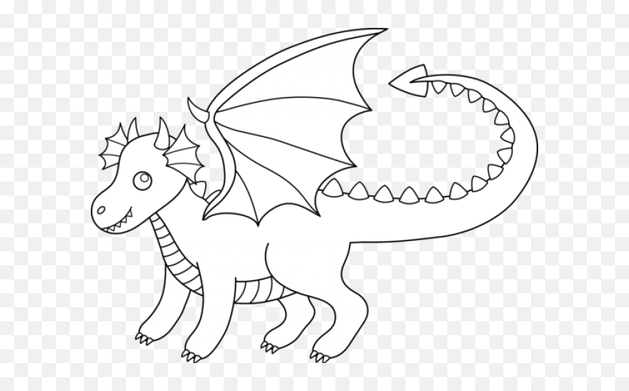 Dragon Clipart Black And White - Outline Dragon Clipart Black And White Emoji,Dragon Clipart Black And White