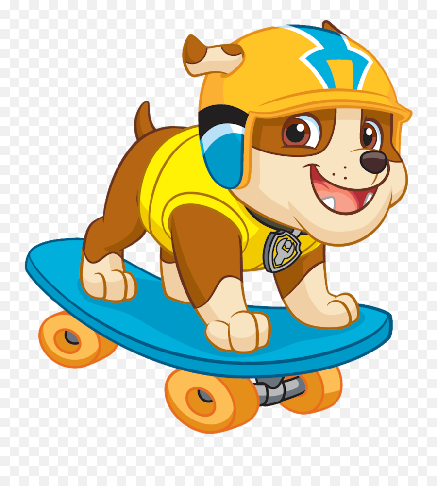 Rubble Play Skate Board Paw Patrol Clipart Png - Paw Patrol Rubble Skateboard Emoji,Paw Patrol Clipart