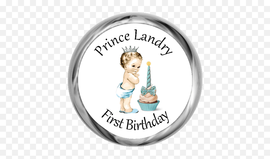 Vintage Prince 1st Birthday - Personalized Candy Kisses Emoji,Hershey Kiss Logo