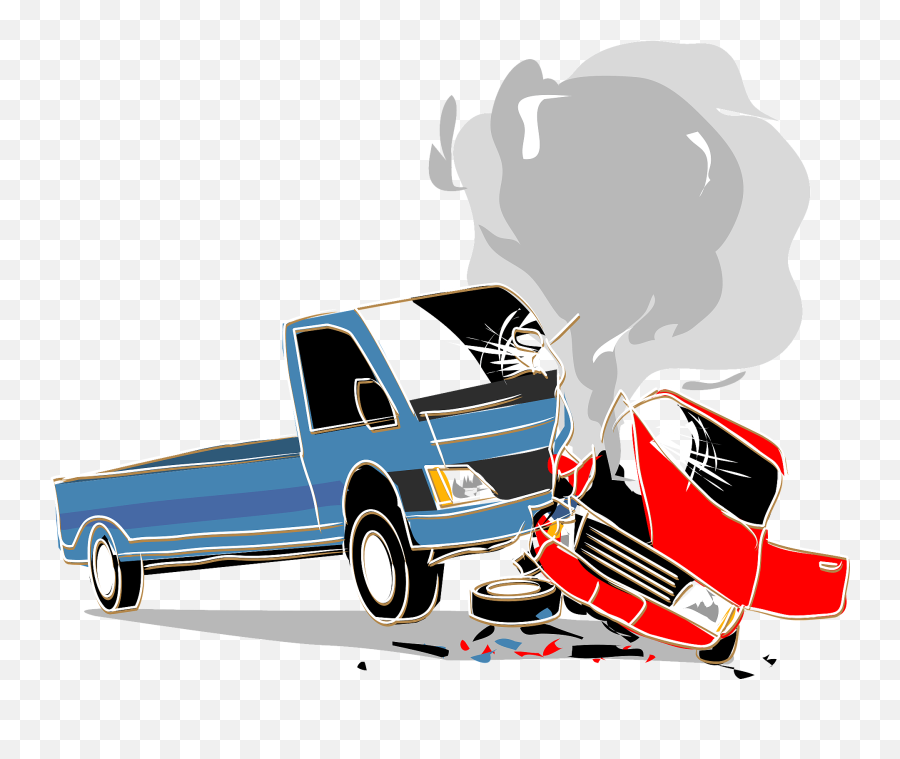 Traffic Collision Between A Truck And A Car Clipart Free - Truck Collision Clipart Emoji,Pickup Truck Clipart