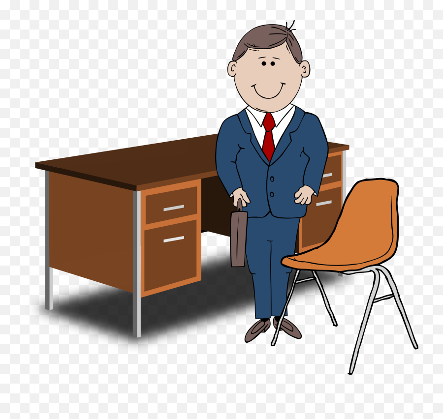 Student Desk Clipart Black And White - Manager Clipart Emoji,Desk Clipart