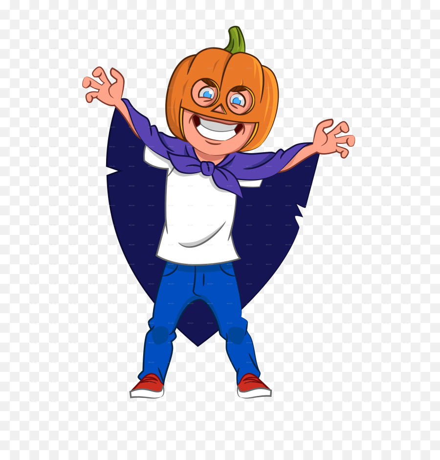 Boy In Pumpkin Costume - Cartoon Clipart Full Size Clipart Fictional Character Emoji,Pumpkin Outline Clipart