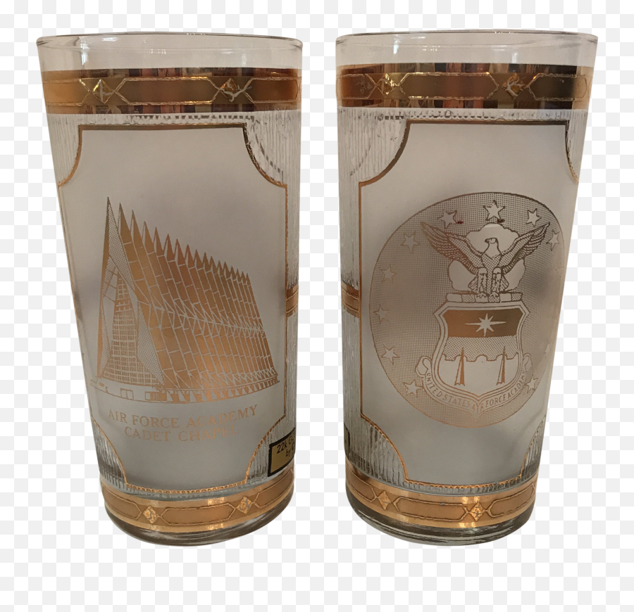 1960s Americana Air Force Academy Culver Glasses - A Pair Beer Glassware Emoji,Air Force Academy Logo