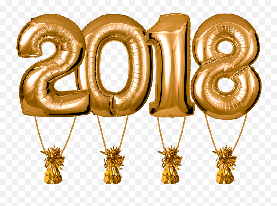 Zahlenballons 2018 Gold Inkl - 2018 Balloons Png Clipart Gold Balloon 2018 Png Emoji,Gold Balloons Png