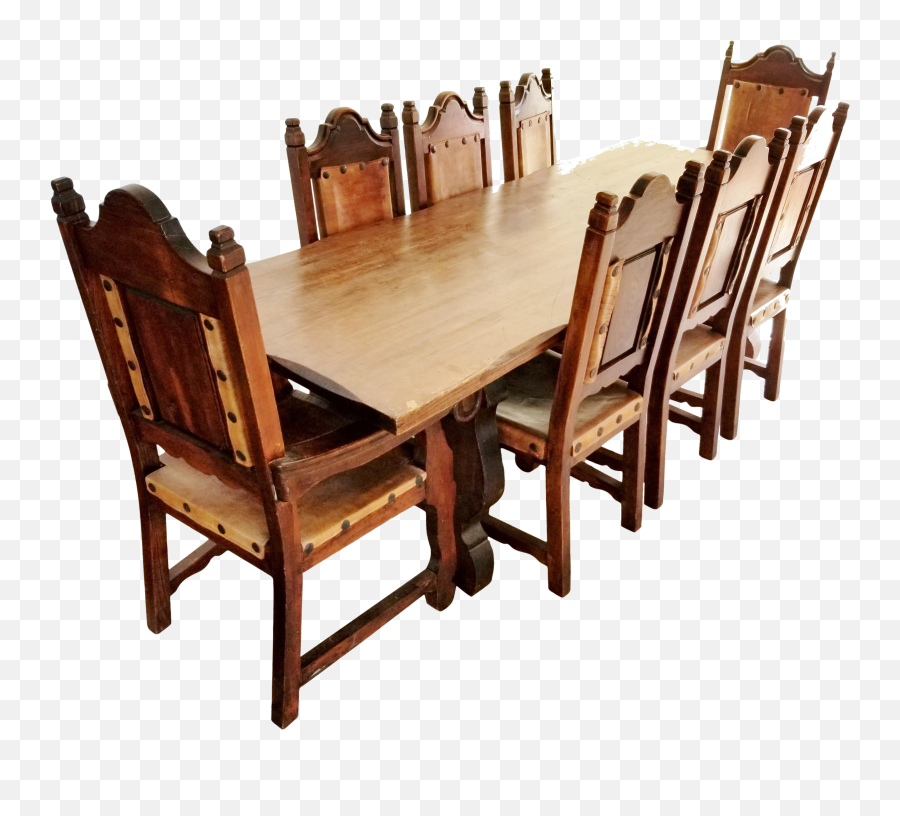 18th Century Solid Wood 8 - Person Dining Table U0026 Chairs Emoji,King Chair Png