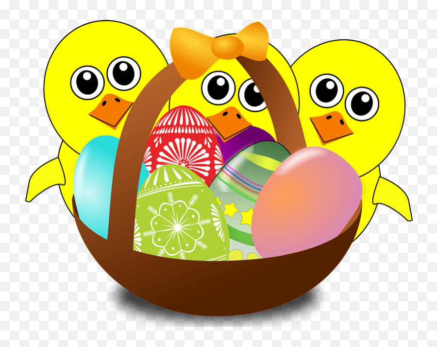 Funny Chicks Cartoon With Easter Eggs Emoji,Easter Sunday Clipart