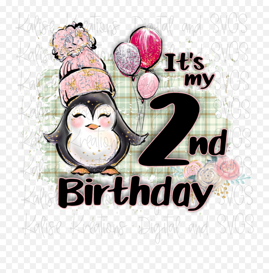 Its My Second Birthday Winter Penguin - Girly Emoji,Its A Girl Png