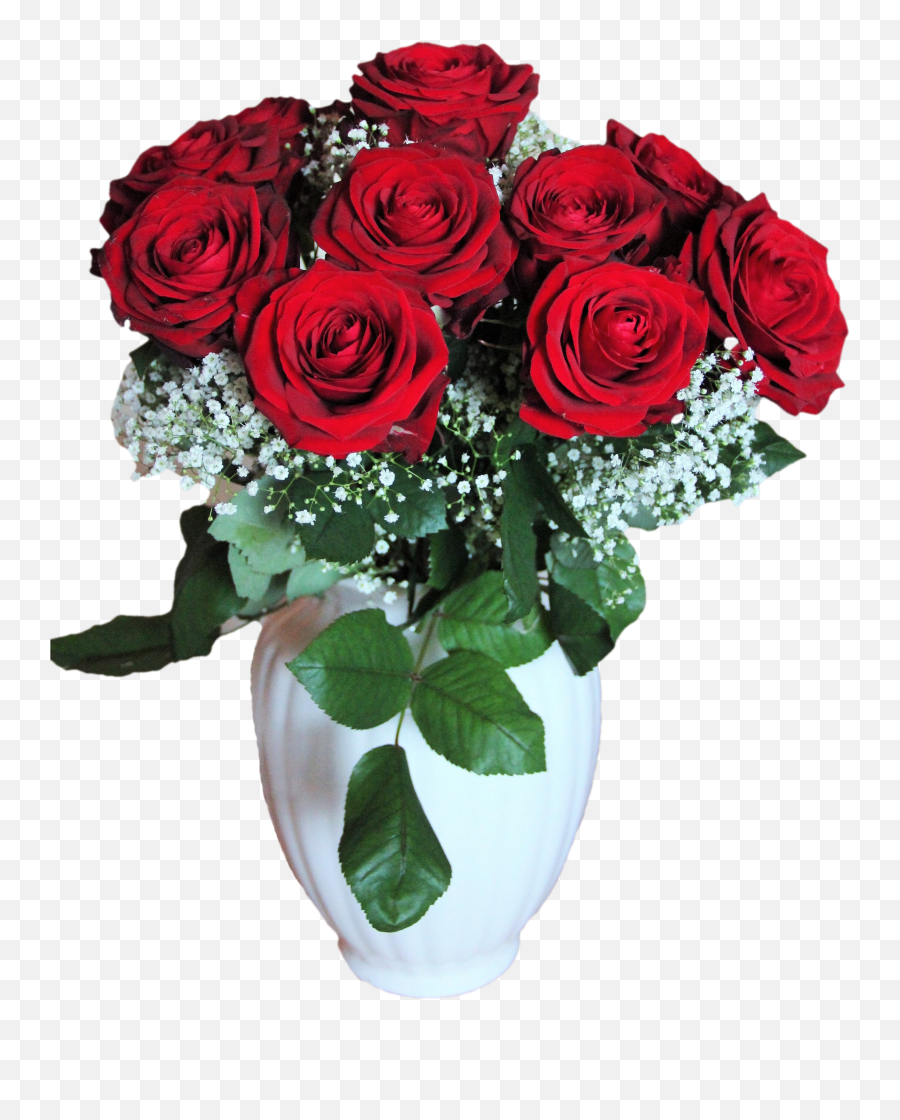 Transparent Background Red Rose Png Hd - Transparent Vase Of Roses Png Emoji,Rose Transparent Background