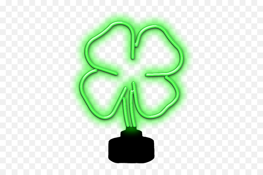 Four Leaf Clover Neon Sculpture - Neon Four Leaf Clover Transparent Emoji,Four Leaf Clover Png