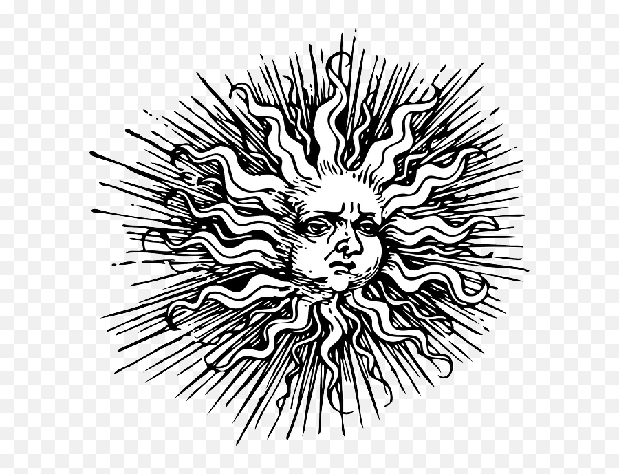 Earth Sun And Moon Clipart Black And White Png Transparent - Old Sun Emoji,Earth Clipart Black And White
