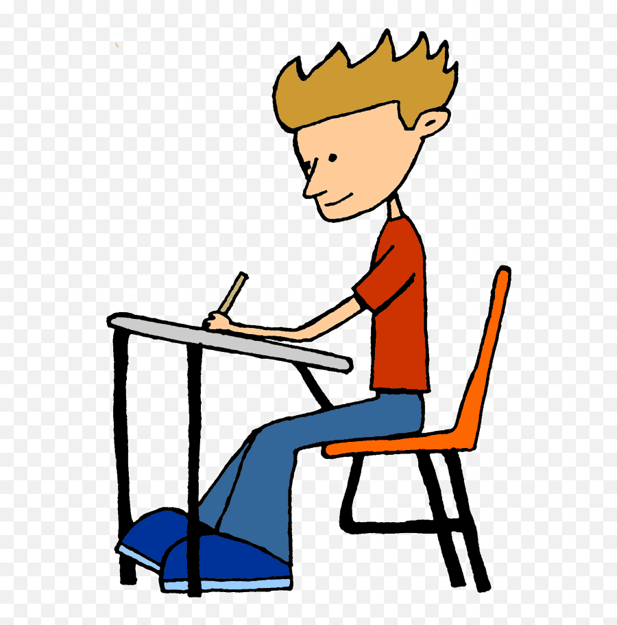 Sitting At Desk Clipart Png Image With - Student Clip Art Emoji,Desk Clipart