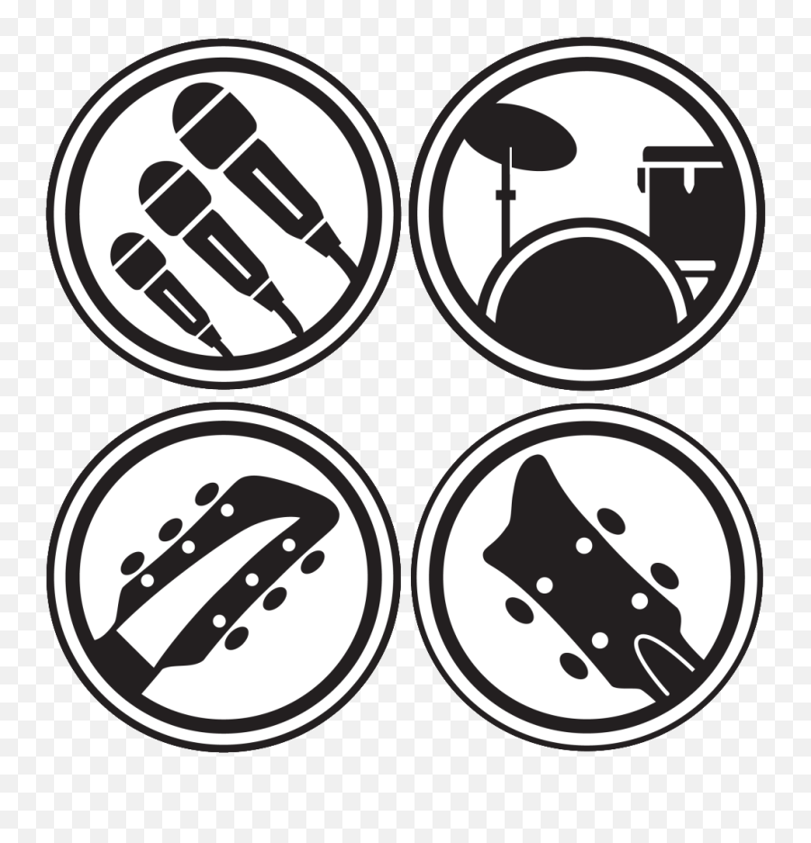 Flickr Png - Png W White Rock Band Instruments Logo Beatles Rock Band Icons Png Emoji,Flickr Logo