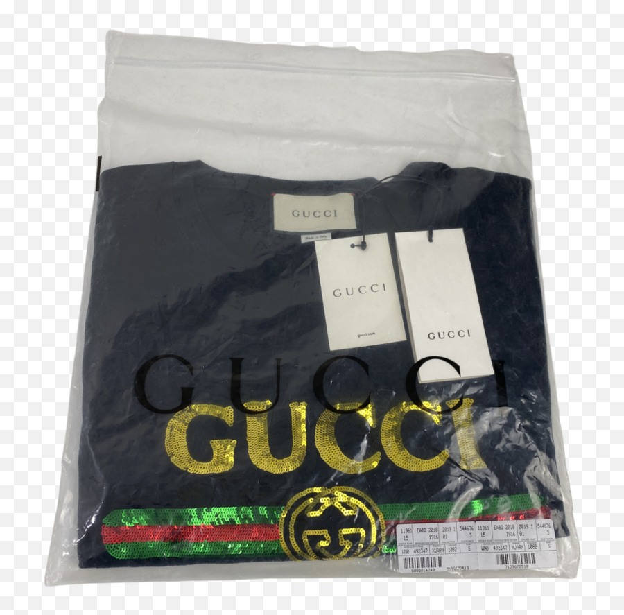 Gucci Oversize Sequin Logo T - Shirt Vacuum Bag Emoji,Gucci Logo T Shirt