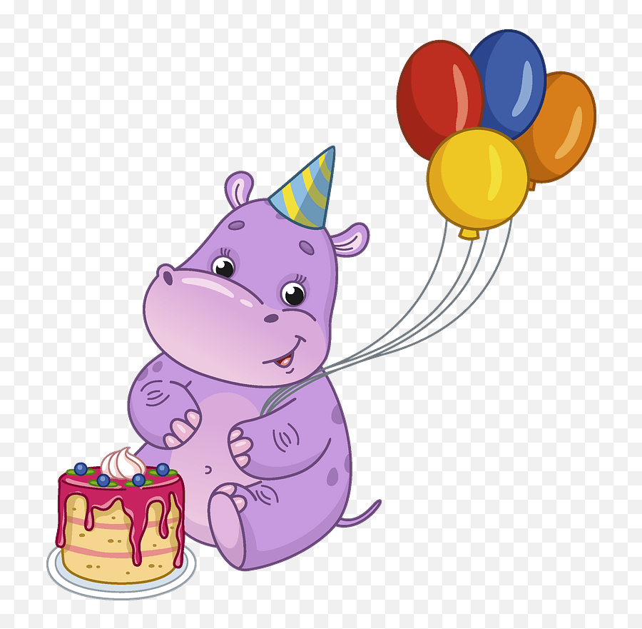 Birthday Hippo Clipart - Happy Birthday Hippo Clipart Emoji,Hippo Clipart