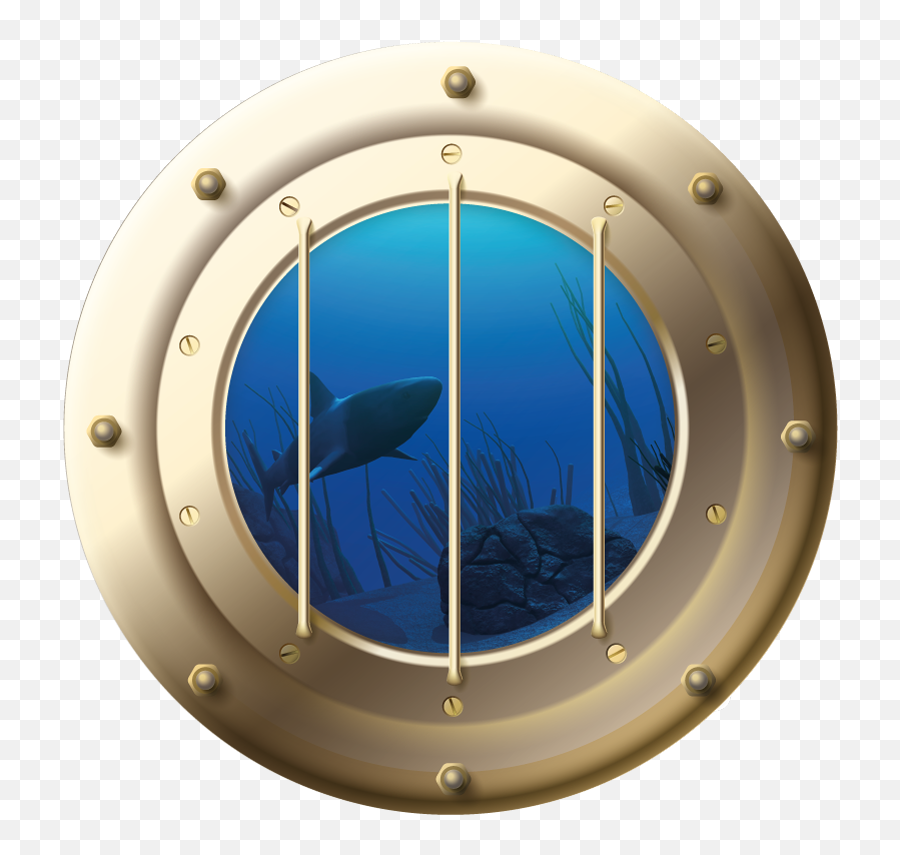 Sharks In Submarine Window Fish Sticker - Tenstickers Emoji,Porthole Clipart