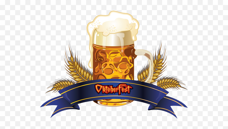 Oktoberfest Beer With Wheat And Blue Banner Png Clipart - Sklenice S Pivem Emoji,Beer Mug Clipart