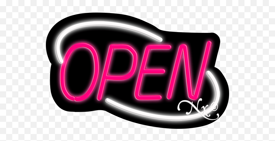 White And Pink Neon Open Sign - Deco Styleassembled In The Usa Pink Open Sign Neon Transparent Emoji,Neon Sign Png