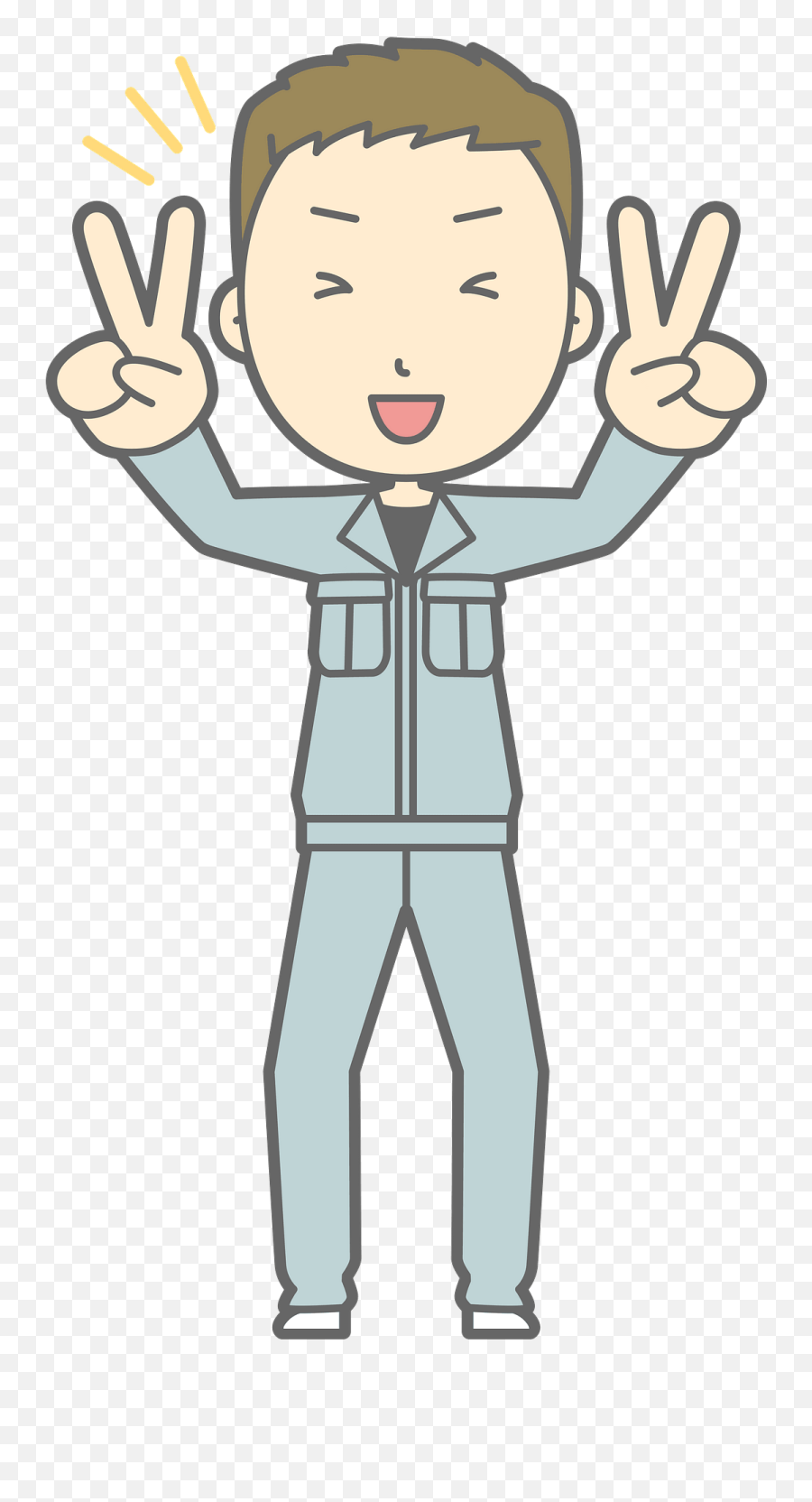 Leo Man Worker Is Giving V Sign Clipart Free Download - Man Thumbs Up Clipart Emoji,V Clipart