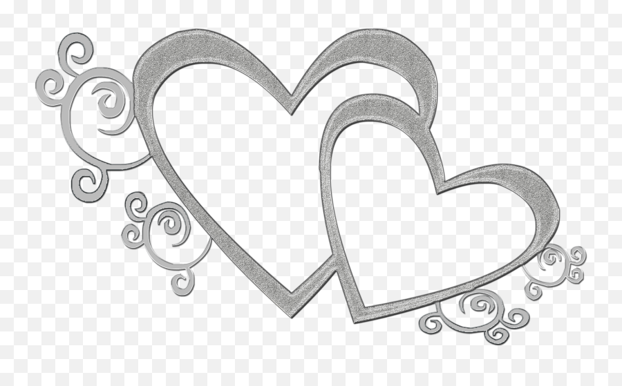 Double Heart Clipart Black And White Transparent - Double Vector Wedding Png Clipart Emoji,Heart Clipart Black And White
