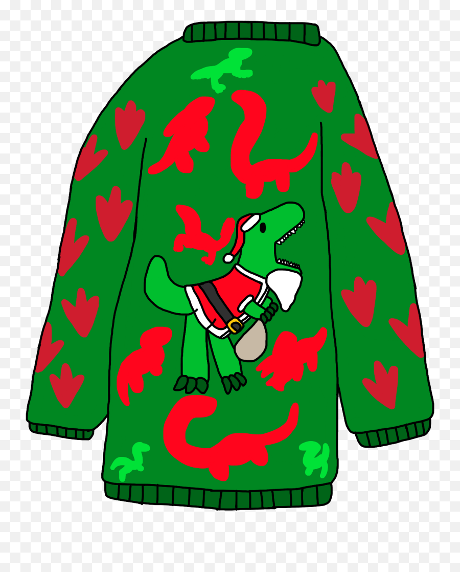 A Dinosaur Themed Ugly Christmas - Long Sleeve Emoji,Christmas Sweater Clipart