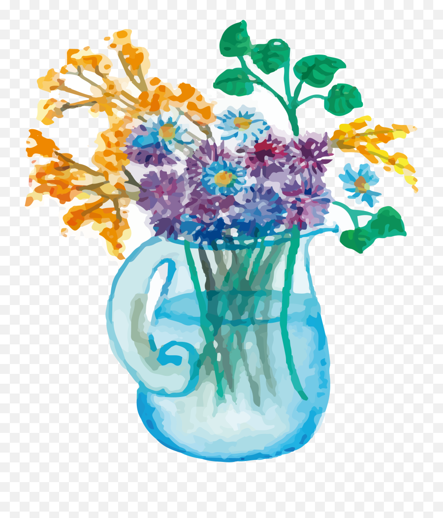 Broken Flower Pot Clipart - Floreros Pintados Con Acuarelas Emoji,Flower Pot Clipart