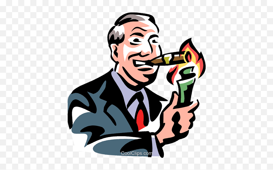 Man Lighting A Cigar With Money Royalty - Lighting Cigar Pics Hd Emoji,Cigar Clipart
