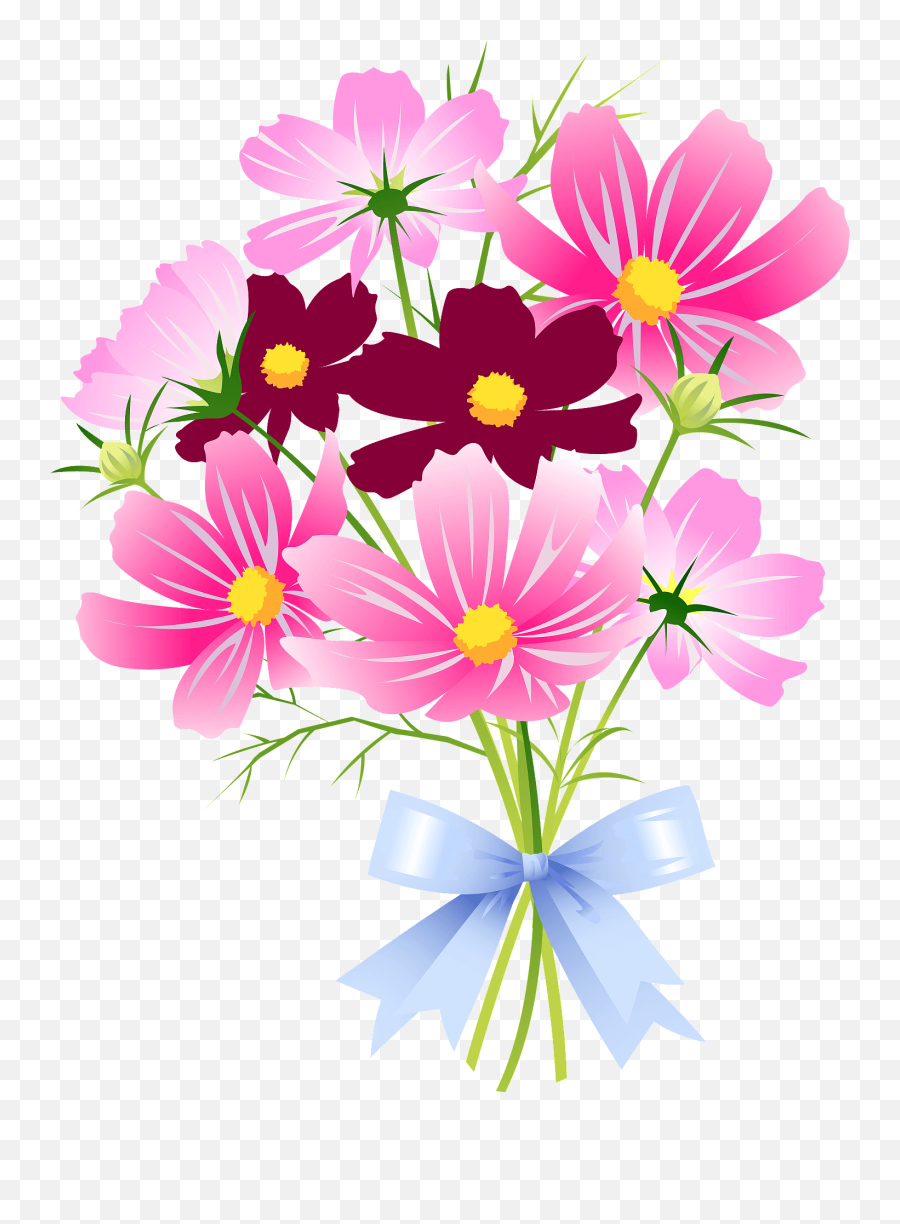 Cosmos Flower Bouquet Clipart - Flower Bouquet Of Cosmos Emoji,Flower Bouquet Clipart