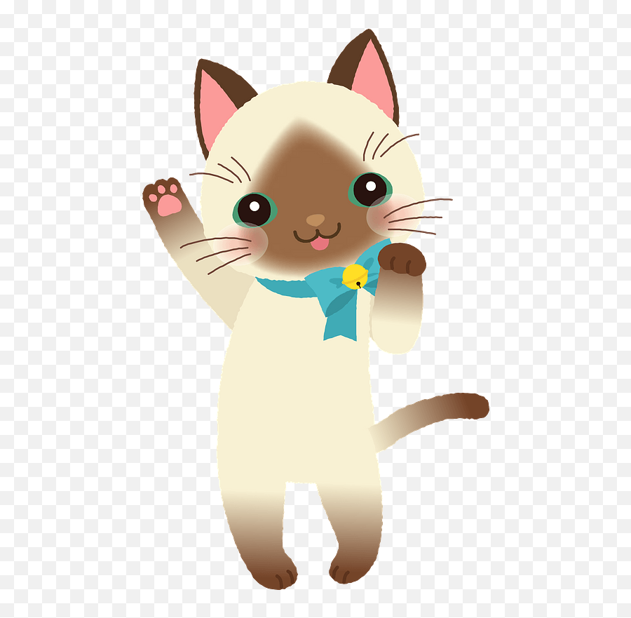 Siamese Cat Is Smiling And Waving Emoji,Waving Clipart
