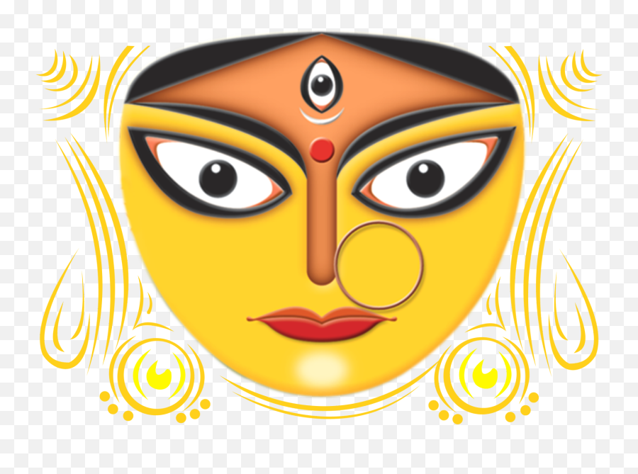 Durga Maa Face Png Transparent - Durga Puja Banner Design Emoji,Face Png