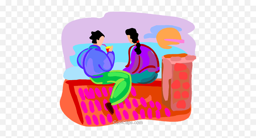 Two People Sitting On The Roof Top Royalty Free Vector - Two Emoji,Rooftop Png