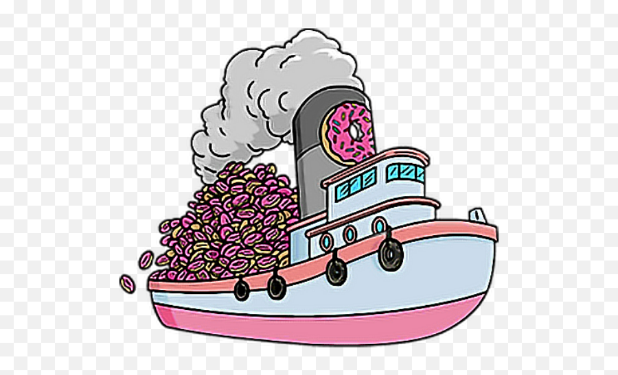 Donut Tugboat Sticker By Megan A Hall Emoji,Steamboat Clipart