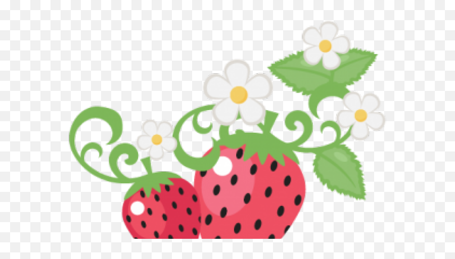 Strawberries And Flowers Clipart - Png Download Full Size Cute Strawberry Clipart Emoji,Flowers Clipart
