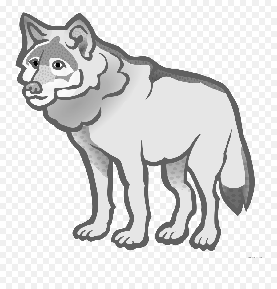 Wolf Animal Free Black White Clipart - Wolf Black And White Clipart Transparent Emoji,Free Black And White Clipart