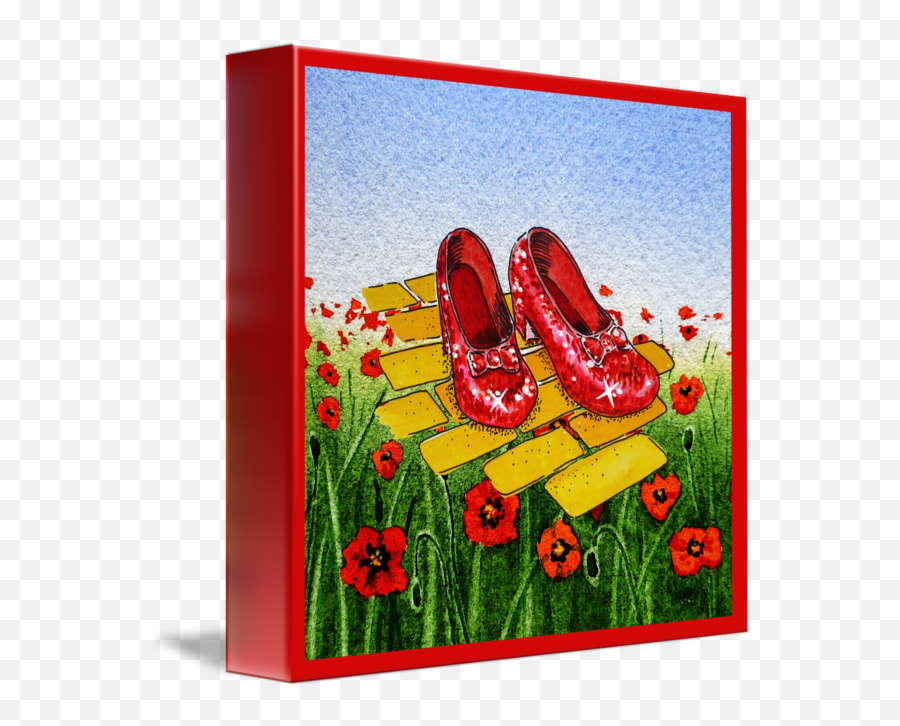 Ruby Slippers Yellow Brick Road Red Poppies By Irina Sztukowski - Yellow Brick Road And Ruby Shoes Emoji,Yellow Brick Road Png