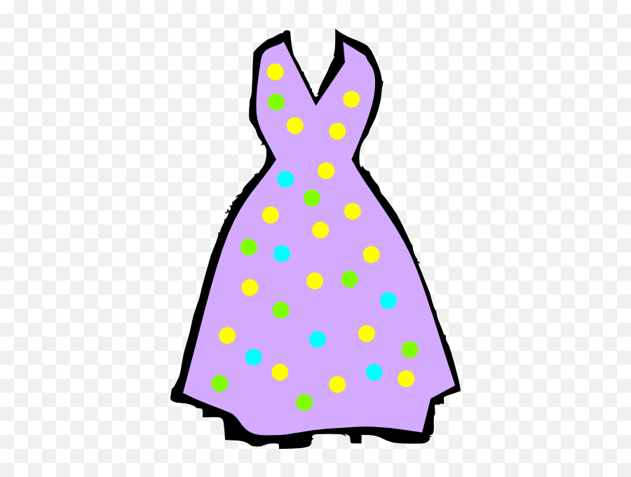 Purple Dress Clip Art At Clker - Polka Dots Dress Drawing Emoji,Dress Clipart
