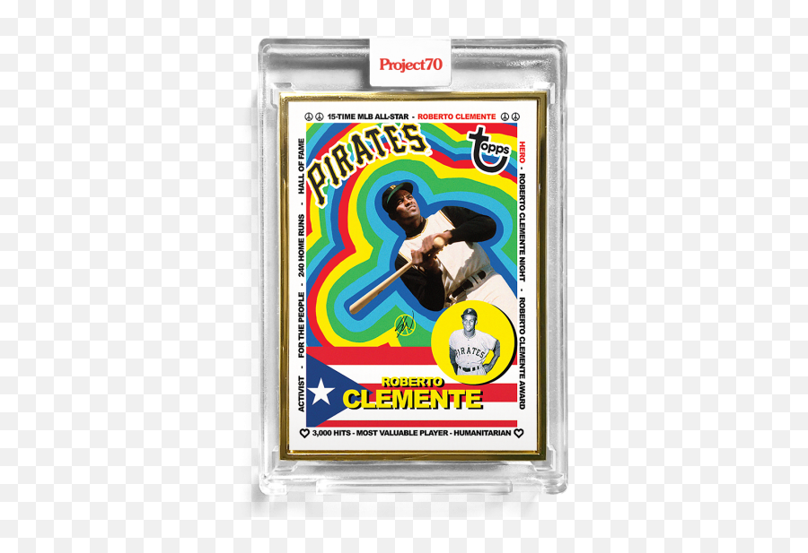 Topps Project70 Card 18 - 1983 Roberto Clemente By Sean Wotherspoon Print Run 3897 Emoji,Most Valuable Player Logo